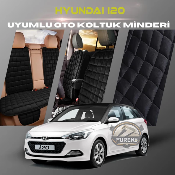 Hyundai İ20 Siyah Renk Tay Tüyü Cepli & Terletmez Sırtlı Oto Koltuk Minder Seti - Koltuk Koruma Kılıfı (ÖN & ARKA TAM SET) ürün görseli 1