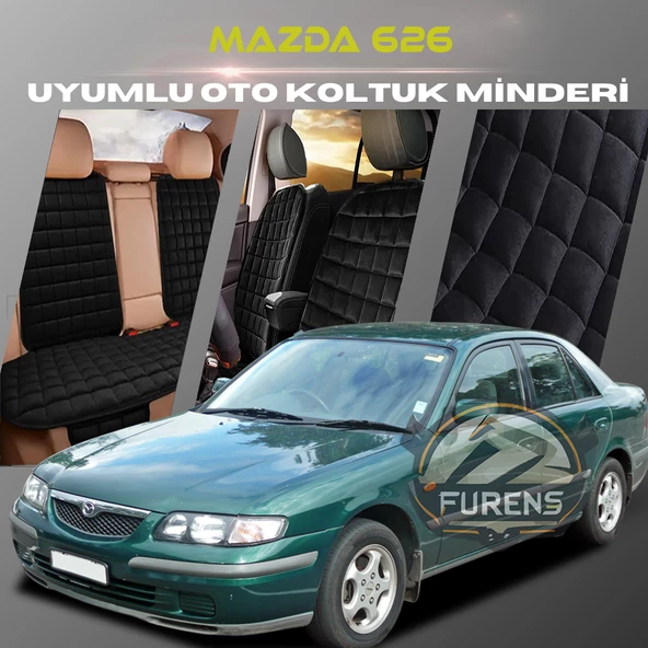Mazda 626 Siyah Renk Tay Tüyü Cepli & Terletmez Sırtlı Oto Koltuk Minder Seti - Koltuk Koruma Kılıfı (ÖN & ARKA TAM SET) ürün görseli 1