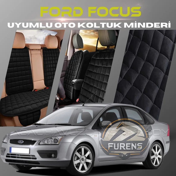 Ford Focus 2 Siyah Renk Tay Tüyü Cepli & Terletmez Sırtlı Oto Koltuk Minder Seti - Koltuk Koruma Kılıfı (ÖN & ARKA TAM SET) ürün görseli 1