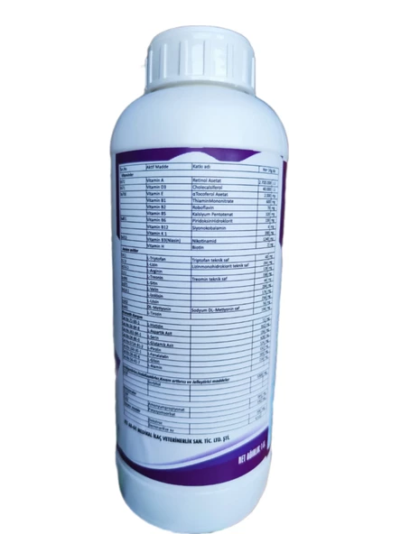 Asvit 1lt Zengin İçerikli Hayvan Destek Minerali (Amino asit,Vitamin)-(Ufakbaş-Büyükbaş-kuş grubu) - 8