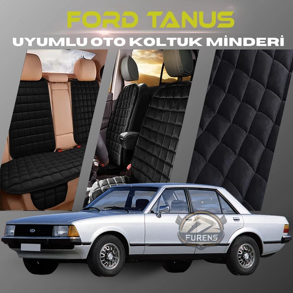 Ford Tanus Siyah Renk Tay Tüyü Cepli & Terletmez Sırtlı Oto Koltuk Minder Seti - Koltuk Koruma Kılıfı (ÖN & ARKA TAM SET) ürün görseli 1