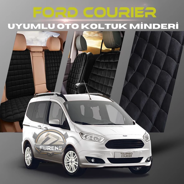 Ford Courier Siyah Renk Tay Tüyü Cepli & Terletmez Sırtlı Oto Koltuk Minder Seti - Koltuk Koruma Kılıfı (ÖN & ARKA TAM SET) ürün görseli 1