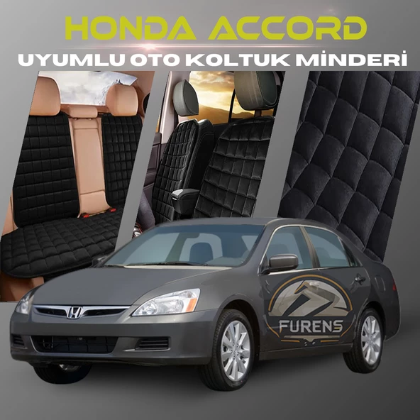 Honda Accord Siyah Renk Tay Tüyü Cepli & Terletmez Sırtlı Oto Koltuk Minder Seti - Koltuk Koruma Kılıfı (ÖN & ARKA TAM SET) ürün görseli 1