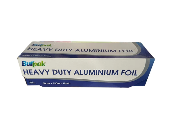 Burpak Heavy Duty Ağır Hizmet Tipi Alüminyum Folyo - 30 Cm. x 150 Metre - 18 Mikron - 10 Paket - Resim 2