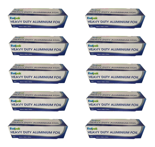 Burpak Heavy Duty Ağır Hizmet Tipi Alüminyum Folyo - 30 Cm. x 150 Metre - 18 Mikron - 10 Paket