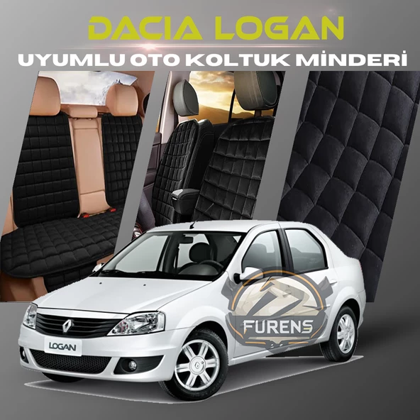 Dacia Logan Siyah Renk Tay Tüyü Cepli & Terletmez Sırtlı Oto Koltuk Minder Seti - Koltuk Koruma Kılıfı (ÖN & ARKA TAM SET) ürün görseli 1