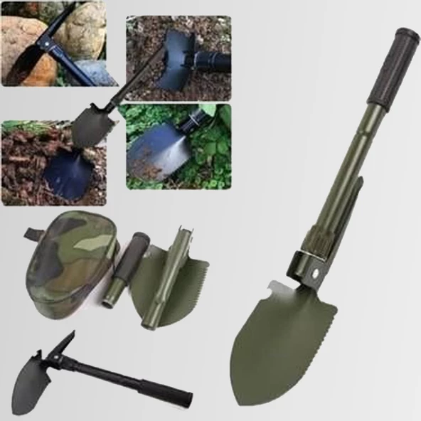 Orcamp OUT-4100 Katlanabilir Metal Kazma Kürek Seti - Pusula - Testere - Şişe Açacağı ( Açık hali 41,5 cm) - 6