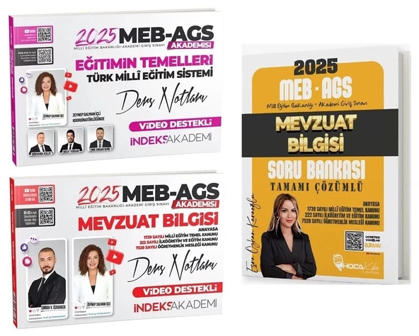 Hoca Kafası + İndeks Akademi 2025 MEB-AGS Eğitimin Temelleri + Mevzuat Bilgisi Ders Notları + Soru Bankası 3 lü Set