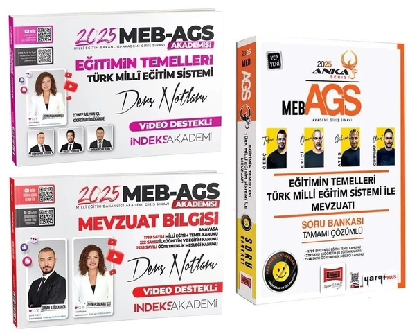 Yargı + İndeks Akademi 2025 MEB-AGS Eğitimin Temelleri + Mevzuat Bilgisi Ders Notları + Soru Bankası 3 lü Set