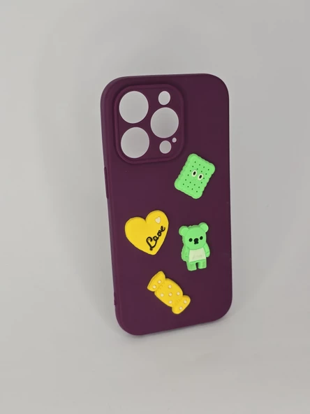 İPHONE 14 PRO CAPPY SİLİKON ŞEKİLLİ MOR KILIF - 2