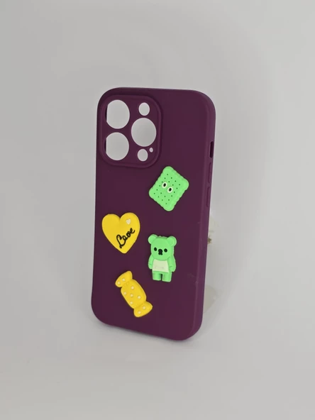 İPHONE 14 PRO CAPPY SİLİKON ŞEKİLLİ MOR KILIF - 3