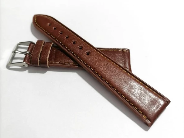 Fado&Her Saate Uyumlu Hakiki  Dana  Derisi  Saat Kordonu 20   mm ( 123 )  kahverengi ürün görseli