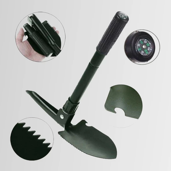 Orcamp OUT-4100 Katlanabilir Metal Kazma Kürek Seti - Pusula - Testere - Şişe Açacağı ( Açık hali 41,5 cm) - 5