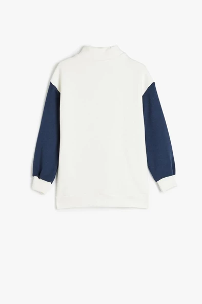 Koton Kız Çocuk Sweatshirt Dik Yaka Yarım Fermuarlı Şehir Baskılı Uzun Kollu - 4