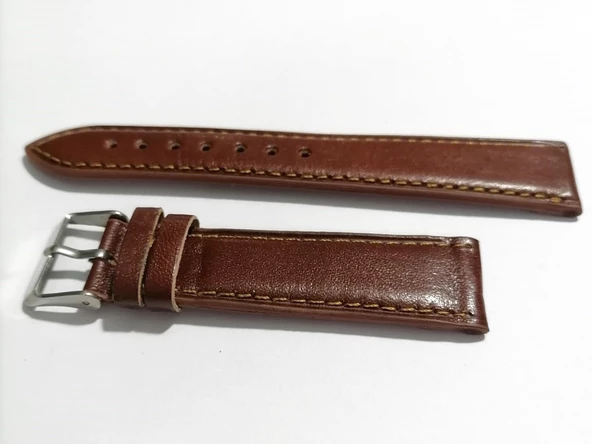 Fado&Her Saate Uyumlu Hakiki  Dana  Derisi  Saat Kordonu 20   mm ( 123 )  kahverengi - Resim 3