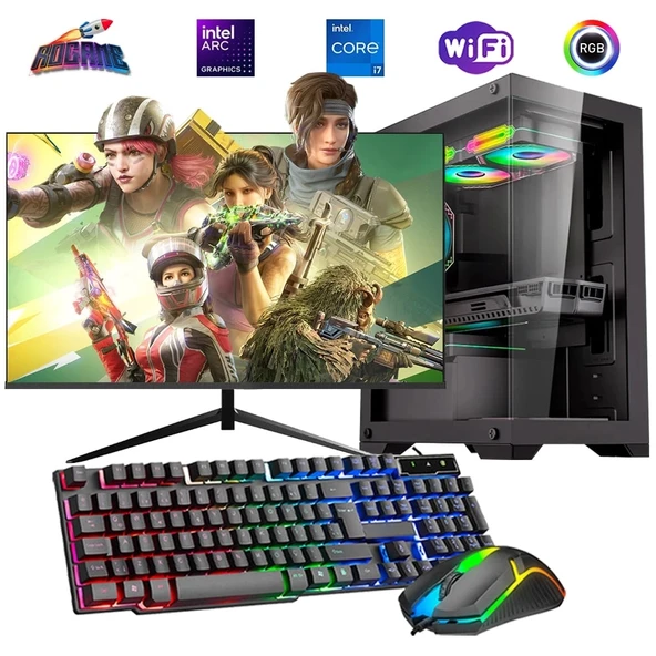 i7 14700F 16GB DDR4 512GB m2 12GB ARC B580 24" Monitörlü Oyun Bilgisayarı