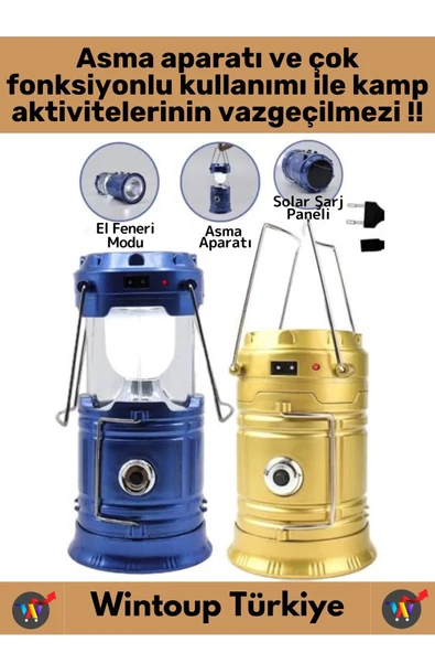 Kompakt Enerji Tasarruflu Asma Aparatlı Güneş Enerjili Çok Fonksiyonlu Outdoor Kamp Feneri El Feneri - 4