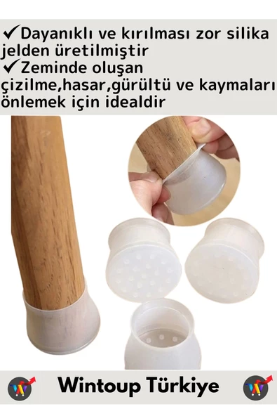 Kayma Çizilme Gürültü Önleyici Mobilya Masa Sandalye Zemin Koruyucu Silikon Pabuç Ayak Kılıfı 36Adet - 2
