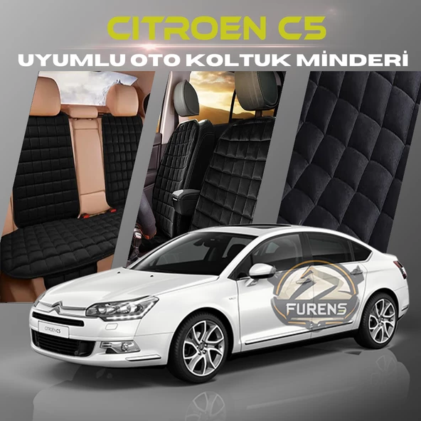 Citroen C5 Siyah Renk Tay Tüyü Cepli & Terletmez Sırtlı Oto Koltuk Minder Seti - Koltuk Koruma Kılıfı (ÖN & ARKA TAM SET) ürün görseli 1