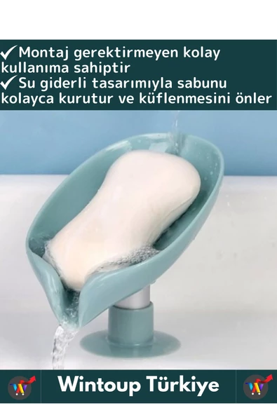 Özel Üretim Banyo Mutfak Lavabo Su Giderli Küflenme Kuruma Koku Önleyici Vantuzlu Sabunluk 3 Adet - Resim 2