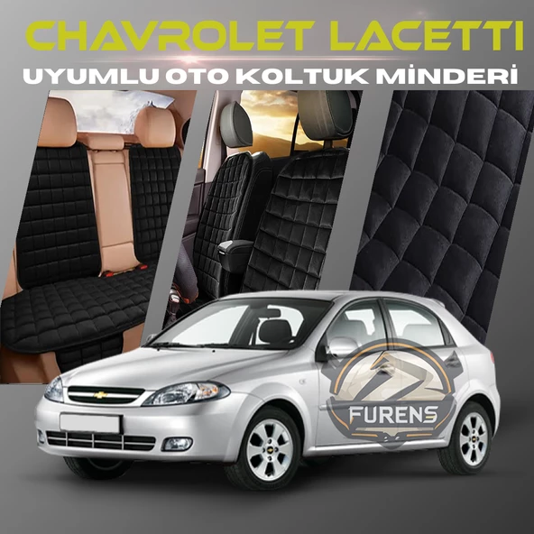 Chavrolet Lacetti Siyah Renk Tay Tüyü Cepli & Terletmez Sırtlı Oto Koltuk Minder Seti - Koltuk Koruma Kılıfı (ÖN & ARKA TAM SET)