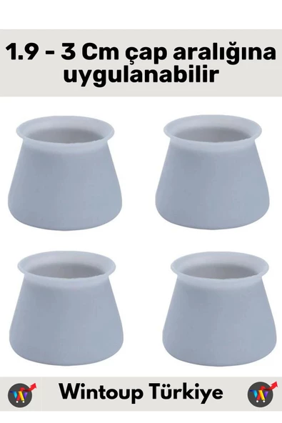 Kayma Çizilme Gürültü Önleyici Mobilya Masa Sandalye Zemin Koruyucu Silikon Pabuç Ayak Kılıfı 20Adet - 4