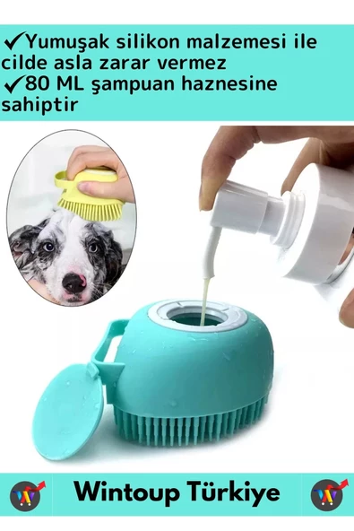 Özel Yumuşak Cilde Zararsız Masaj Etkili Şampuan Hazneli Evcil Hayvan Kedi Köpek Banyo Yıkama Kesesi - 2
