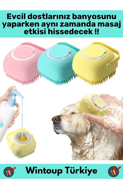 Özel Yumuşak Cilde Zararsız Masaj Etkili Şampuan Hazneli Evcil Hayvan Kedi Köpek Banyo Yıkama Kesesi - 3