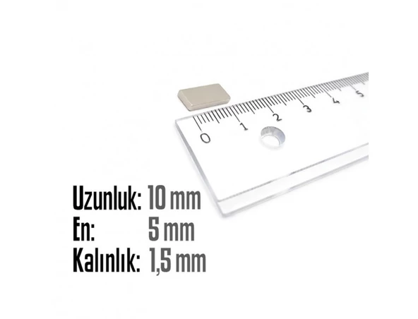 Neodyum Mıknatıs Köşeli  10x5mm , Kalınlık 1.5 mm (10 Adet) - 2