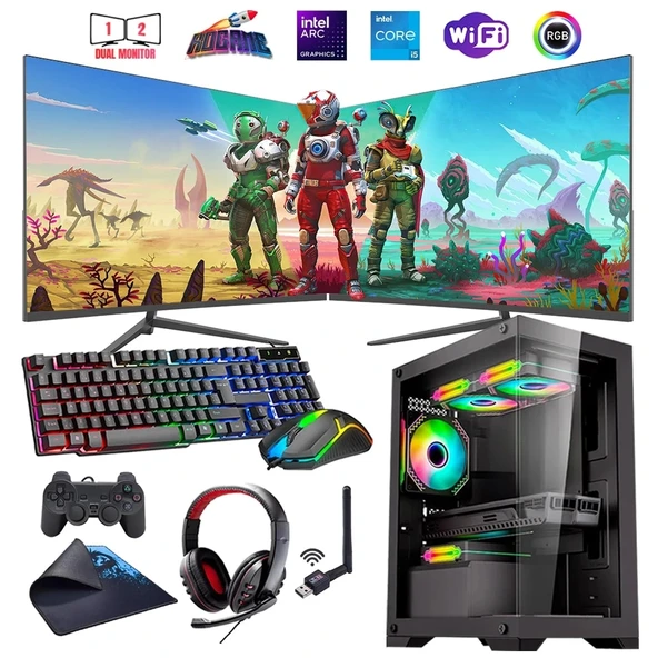 i5 12400F 32GB DDR4 1TB M2 12GB ARC B580 Çift 24" Monitörlü Oyun Bilgisayarı (Gaming SET) ürün görseli