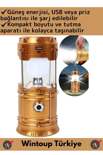 Kompakt Enerji Tasarruflu Asma Aparatlı Güneş Enerjili Çok Fonksiyonlu Outdoor Kamp Feneri El Feneri - 2