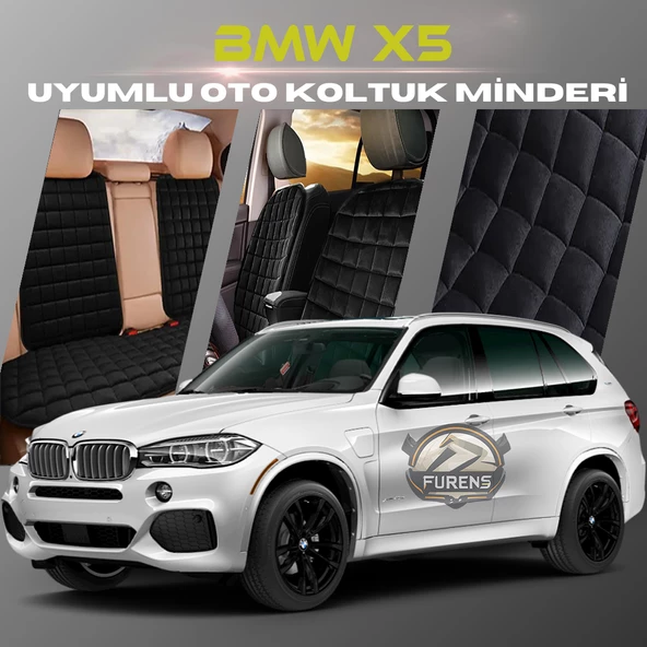 Bmw X5 Siyah Renk Tay Tüyü Cepli & Terletmez Sırtlı Oto Koltuk Minder Seti - Koltuk Koruma Kılıfı (ÖN & ARKA TAM SET) ürün görseli 1