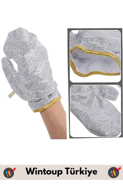 Yüksek Kaliteli Sıcak Su Isıya Dayanıklı Esnek Yağ Kir Temizleyici Alüminyum Bulaşık Eldiveni 2 Çift - 4