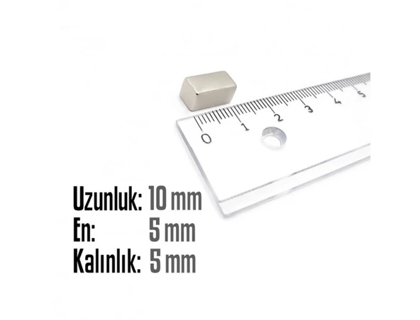 Neodyum Mıknatıs Köşeli  10x5mm , Kalınlık 5 mm (10 Adet) - 2