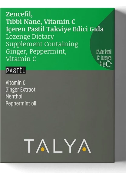 Talya Zencefil Tıbbi Nane Vitamin C İçeren Takviye Edici Gıda 12 Adet Pastil ürün görseli