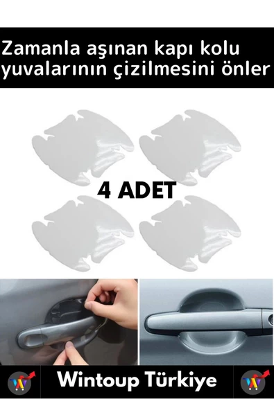 Özel Üretim Otomobil Kapı Yuvası Kapı Kolu Çizilme Aşınma Darbe Koruyucu Film 4'lü Set - 2