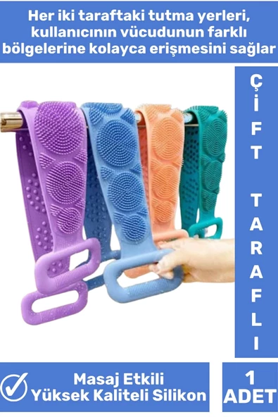 Premium Seri Yüksek Kaliteli Ergonomik Tutma Saplı Masaj Etkili Çift Taraflı Silikon Banyo Kesesi - 2