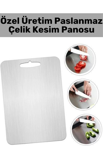 Premium Yüksek Kaliteli Paslanmaz Çelik Dayanıklı Hijyenik Kaymaz Yüzey Mutfak Sebze Et Kesme Panosu