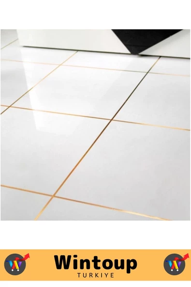 Yüksek Kaliteli Kendinden Yapışkanlı Duvar Karo Zemin 5 MtX0.5 Cm Gold Fayans Arası Şerit Bant 2 Ad - 3