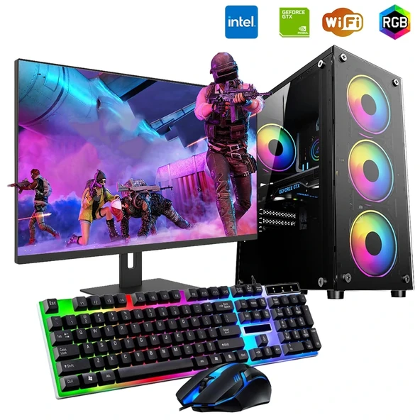 iNTEL i5 4N 8GB Ram 480GB SSD 4GB GTX1050TI 24" Monitörlü Oyun Bilgisayarı