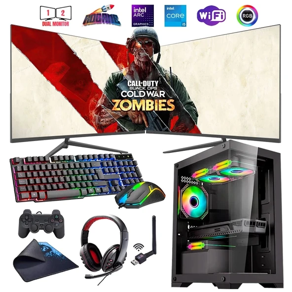 i5 12400F 16GB DDR4 512GB m2 12GB ARC B580 Çift 24" Monitörlü Oyun Bilgisayarı (Gaming SET) ürün görseli