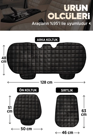 Bmw F20 Siyah Renk Tay Tüyü Cepli & Terletmez Sırtlı Oto Koltuk Minder Seti - Koltuk Koruma Kılıfı (ÖN & ARKA TAM SET) - 4