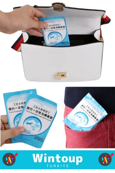 Premium Kompakt Çanta Boy Hijyenik Tam Kaplama Tek Kullanımlık Tuvalet Klozet Kapak Poşeti 50 Adet - 4