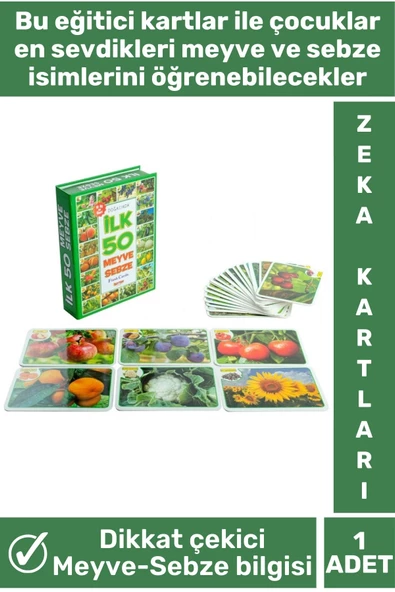 Özel Seri El Göz Koordinasyon Görsel Algı Geliştirici Meyve Sebze Öğretici İLK 50 MEYVE SEBZE - Resim 2