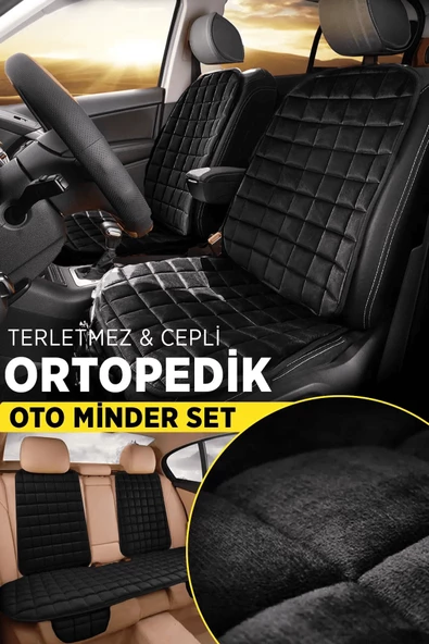 Bmw F20 Siyah Renk Tay Tüyü Cepli & Terletmez Sırtlı Oto Koltuk Minder Seti - Koltuk Koruma Kılıfı (ÖN & ARKA TAM SET) - 2