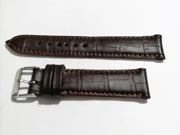 Fado&Her Saate Uyumlu Hakiki  Dana  Derisi  Saat Kordonu 20   mm ( 128 )  kahverengi - Resim 4