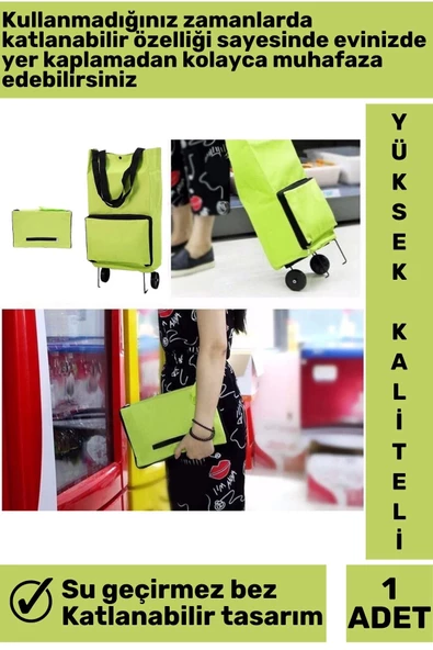 Premium Seri Yüksek Kaliteli Kompakt Katlanabilir Omuz Çantası Tasarımlı Su Geçirmez Pazar Arabası - 2