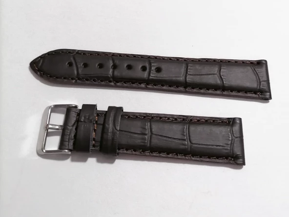 Fado&Her Saate Uyumlu Hakiki  Dana  Derisi  Saat Kordonu 20   mm ( 127 )  mat kahverengi - Resim 2