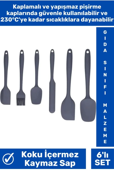 Özel Seri Gıda Sınıfı BPA İçermeyen Mutfak Yemek Hazırlık Pratik 6 Parça Silikon Spatula Fırça Seti - 2