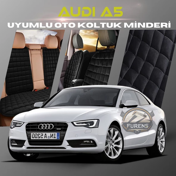 Audi A5 Siyah Renk Tay Tüyü Cepli & Terletmez Sırtlı Oto Koltuk Minder Seti - Koltuk Koruma Kılıfı (ÖN & ARKA TAM SET) ürün görseli 1
